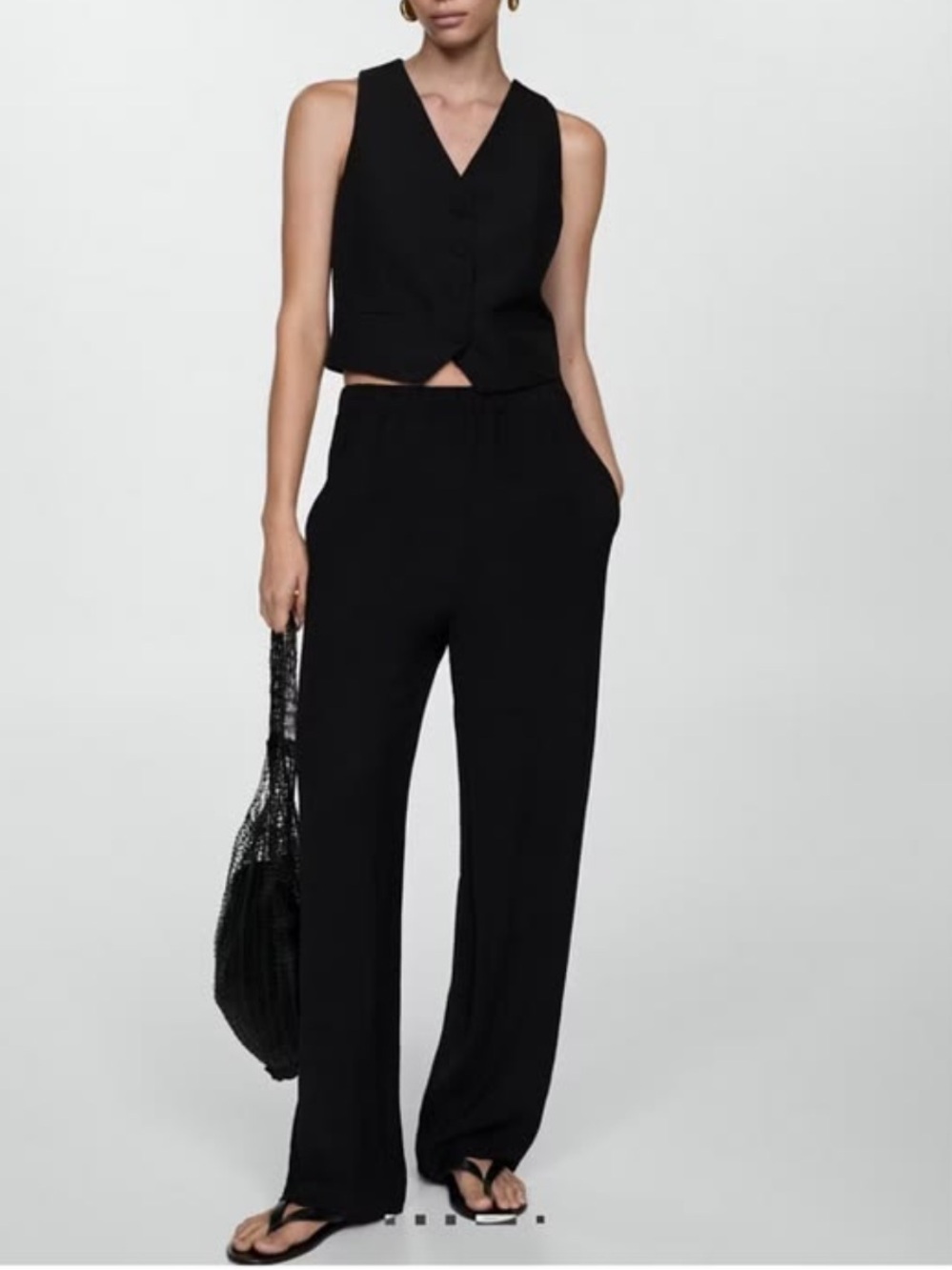 ZARA cross back black three button front